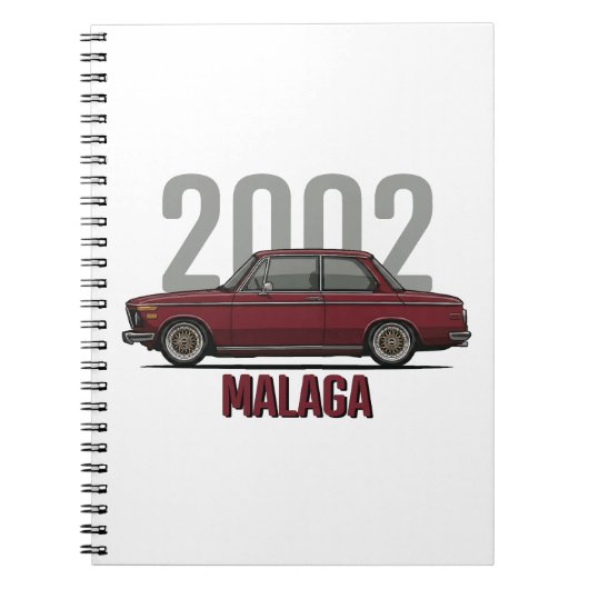 BMW 2002 Malaga Red Oldtimer Notizblock (Vorderseite)