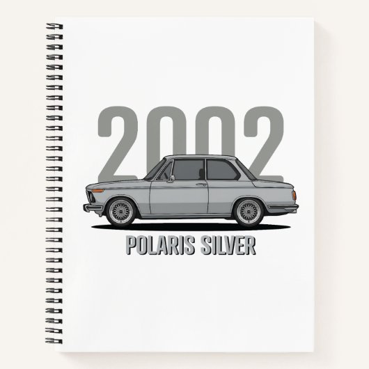 BMW 2002 Polaris Silber Klassiker Notizblock (Vorderseite)