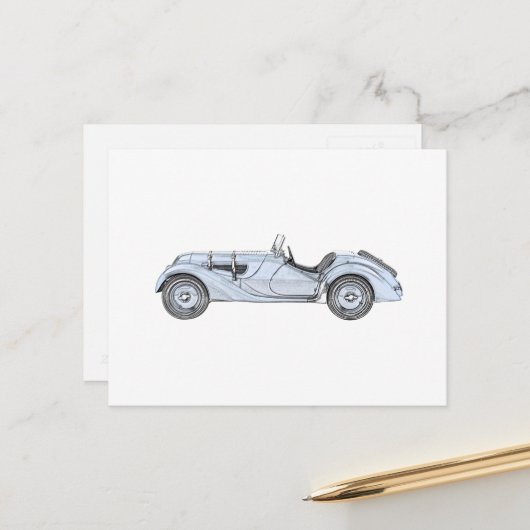 BMW 328 1936 POSTKARTE (Vorderseite/Rückseite Beispiel)