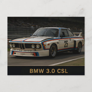 BMW 3.0 CSL Klassischer deutscher Rennwagen Vintag Postkarte