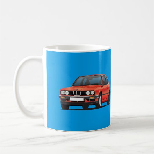 BMW 3 Reihe, E30, glänzendes Rot Kaffeetasse (Links)