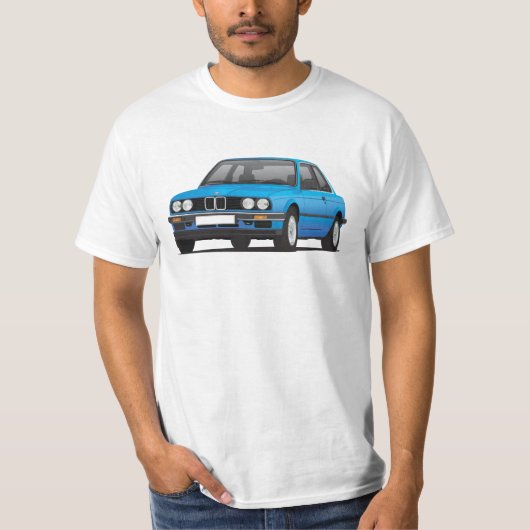 BMW E30 (3-series), blaue Illustration, T - Shirt (Vorderseite)