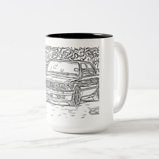 BMW E30 sketch 2 Zweifarbige Tasse (VorderseiteRechts)