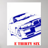 BMW E 36 SECHS. E36 Bimmer Poster (Vorne)