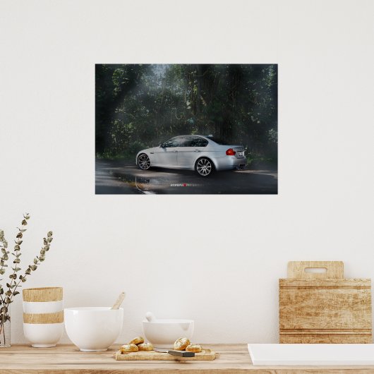 BMW M3 E90 in der Nebel Poster (Küche)