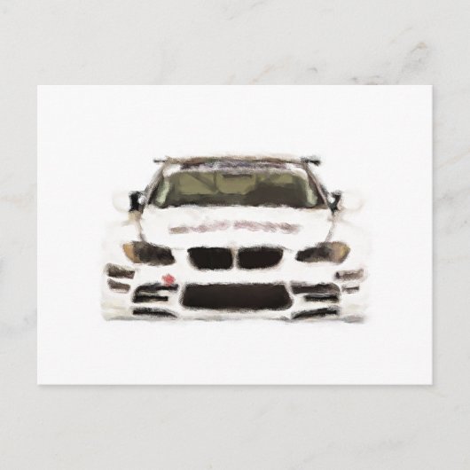 BMW M3 Racing Car Handgemalt Art Pinsel Vorlage Postkarte (Vorderseite)