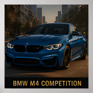 BMW M4 Competition modernes deutsches Sportauto Poster
