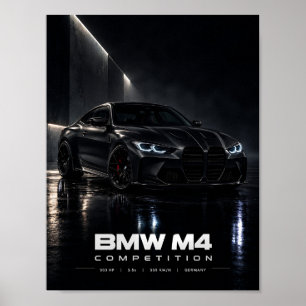 BMW M4 Competition – Schwarzes Luxus-Sportwagen-Au Poster