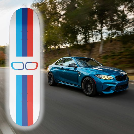 BMW M Streifen und Nieren Fächerkunst, weiß Skateboard