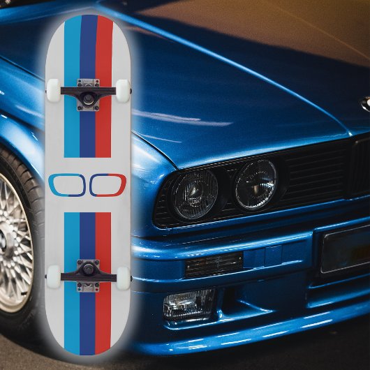 BMW M Streifen und Nieren Fächerkunst, weiß Skateboard