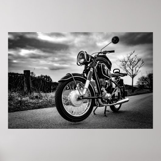 BMW Motorrad Schwarz-Weiß-Poster Poster (Vorne)
