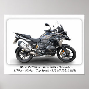 BMW R1200GS Motorrad - A3-Druckplakat Poster