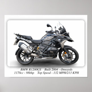 BMW R1200GS Motorrad - A3-Druckplakat Poster