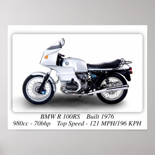 BMW R 100RS Motorrad - A3 Druckplakat Poster (Vorne)