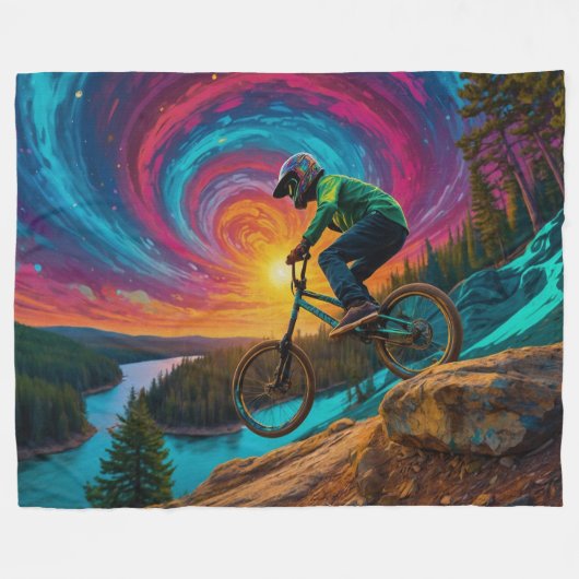 BMX - Abfahrt durch einen Wald Fleecedecke (Vorderseite (Horizontal))