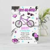 BMX Bike Lila Einladung (Stehend Vorderseite)