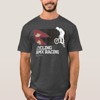 BMX Bike Nepal Flag Biking Cycling Racing BMX  T-Shirt