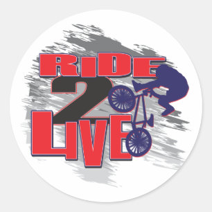 BMX Biker-Fahrt zum Leben Runder Aufkleber