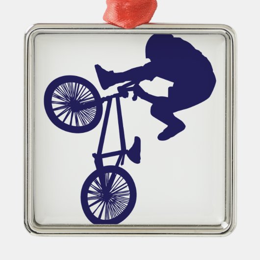 BMX Biker Silbernes Ornament (Vorne)