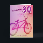 BMX Birthday Card - You're Turning 30 Karte<br><div class="desc">Great for dads,  husbands,  sons,  friends,  or any guy turning 30 who rides "kid's bikes"! Customizable to place your own greeting on the inside of the card.</div>