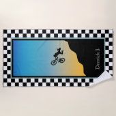 BMX Fahrrad Moto Cross Checkered Strandtuch (Vorderseite)