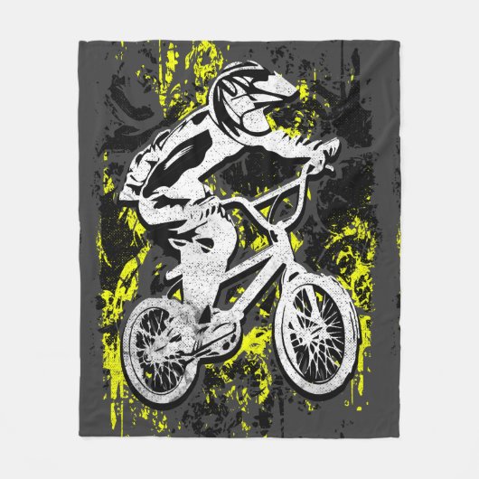 Bmx Flatland - Gray Grunge Bmx Fleece Blanket (Vorderseite)