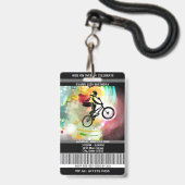 BMX Geburtstags-Einladung VIP-Durchlauf Ausweis (Vorderseite mit Lanyard)