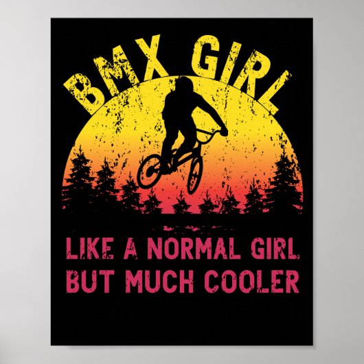 BMX Girl Sunset Bike Girl Rad Retro Poster (Vorne)