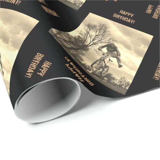 BMX Glückliches Geburtstagsblatt Geschenkpapier (Rolleneckpunkt)