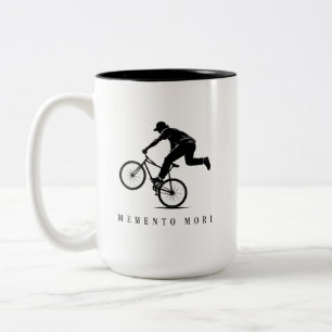 BMX Memento Mori Stoic Extremsport Silhouette Zweifarbige Tasse