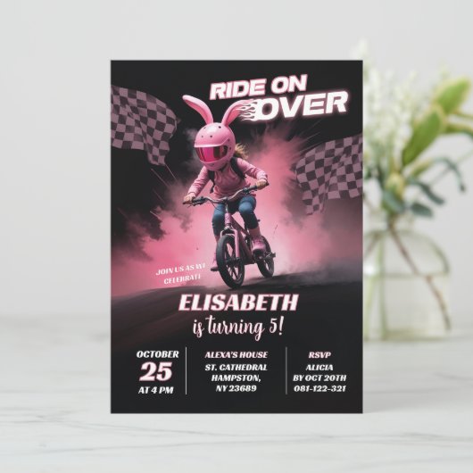 BMX Racing Birthday Girl Einladung (Stehend Vorderseite)