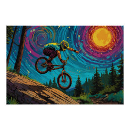 BMX Reiter auf der Berghänge Poster