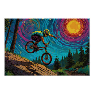 BMX Reiter auf der Berghänge Poster