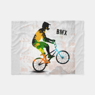 BMX Reiter in den abstrakten Farben-Spritzern Fleecedecke