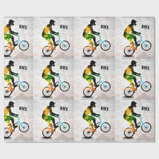 BMX Reiter in den abstrakten Farben-Spritzern Geschenkpapier (Flach)