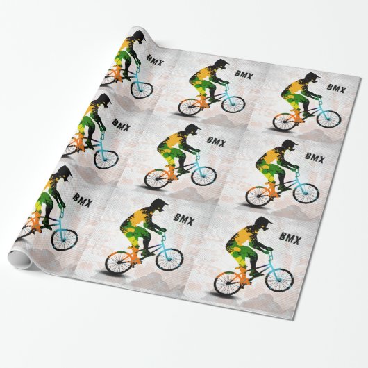 BMX Reiter in den abstrakten Farben-Spritzern Geschenkpapier (Ungerollt)