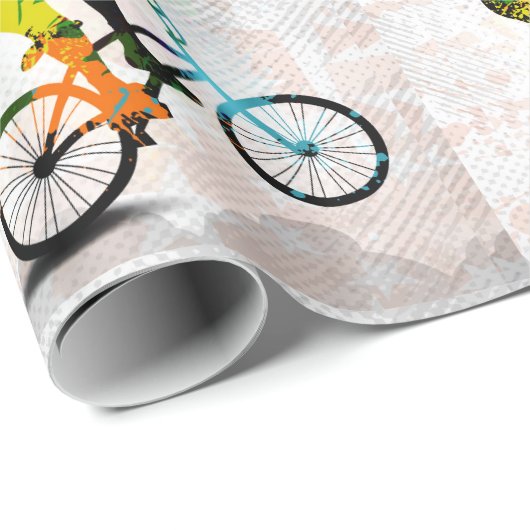 BMX Reiter in den abstrakten Farben-Spritzern Geschenkpapier (Rolleneckpunkt)