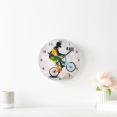 BMX Reiter in den abstrakten Farben-Spritzern Runde Wanduhr (Zuhause)