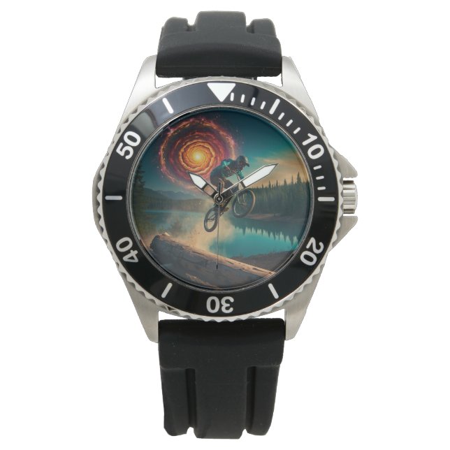 BMX Rider am Waldrand Armbanduhr (Vorderseite)