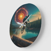 BMX Rider am Waldrand Große Wanduhr (Winkel)