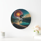BMX Rider am Waldrand Große Wanduhr (Zuhause)