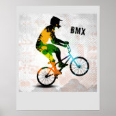 BMX Rider in Abstrakt Paint Spritzers SQ MIT TEXT Poster (Vorne)