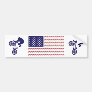 BMX Rider - Patriotische Amerikanische Flagge+ Autoaufkleber