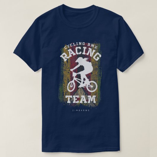 BMX Simbabwes Flaggenradrennen T-Shirt (Design vorne)