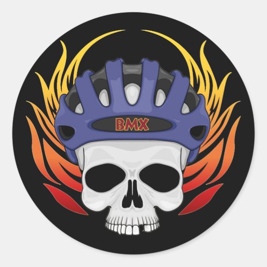 BMX Skull Runder Aufkleber (Vorderseite)