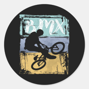BMX T-Shirt - Vintager Retro BMX Bike Rider Runder Aufkleber