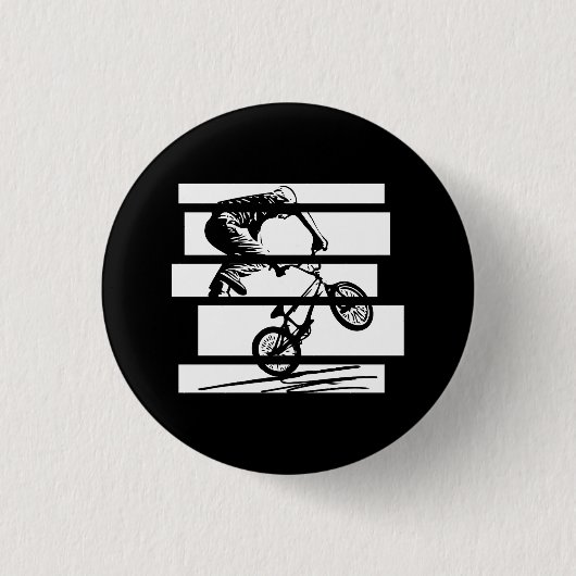 BMX Wheelie Silhouette Urban Lines Button (Vorderseite)