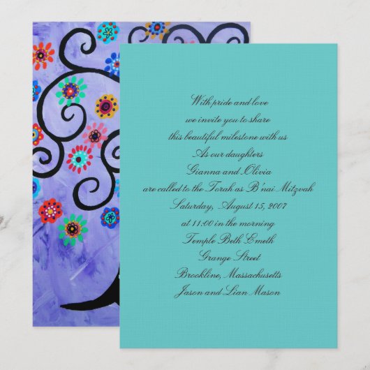 B'nai Mitzvah Einladungen (Vorne/Hinten)