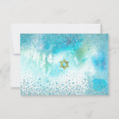 B'nai Mitzvah Moderne goldtürkisfarbene Aquarell RSVP Karte (Rückseite)