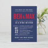 B'NAI MITZVAH Modernes, fettfreies Blockschiff bla Einladung (Stehend Vorderseite)